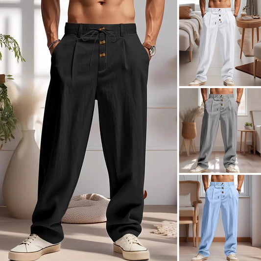 👖 50% RABATT ! ✨ Herren-Freizeithose – Atmungsaktive Leinenmischung, Gerade Passform & Kordelzugbund ✨
