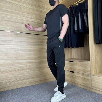 💎 50% RABATT! 💎 Zweiteiliges Sport-Set für Herren – Kurzarm-T-Shirt & Lange Hose | Atmungsaktiv, Bequem & Ideal für Training oder Freizeit 🏃‍♂️
