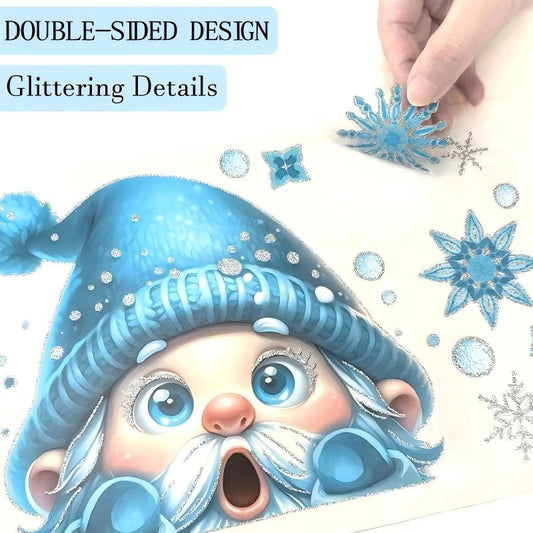 ✨ Christmas-Themed Glittering Window Stickers 9 PCS Set