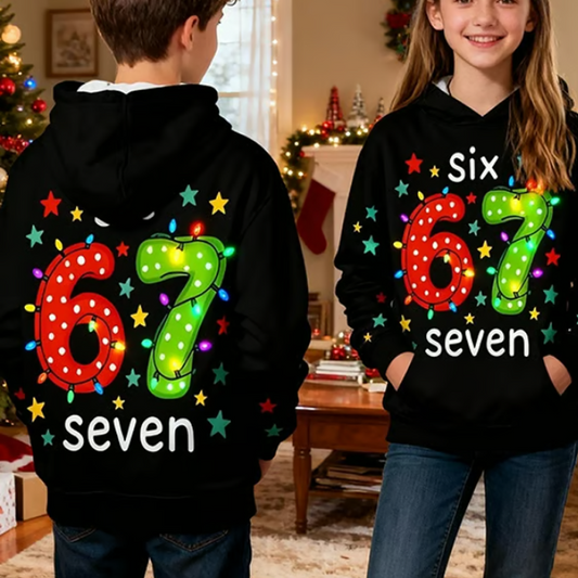🎅 Black Friday: 50% off! “67” hoodie for kids – Soft, trendy, and inspired by the viral meme 🎮👕
