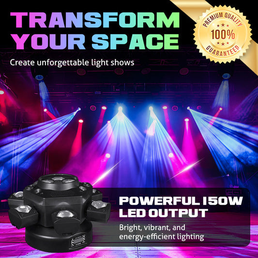 💎 70% RABATT! 💎 Mehrstrahl-LED-Ambientebeleuchtung – 16 Farben, 6 bewegliche Arme & Fernbedienung für Partys, Bühnen & Clubs 🌈✨