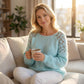 Damenpullover mit offenen Schultern und Spitze
