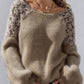 Damenpullover mit offenen Schultern und Spitze