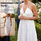 👗 50% RABATT JETZT! Bohemian Chic Maxikleid – Halterneck, Rückenfrei, Fließender Stufenrock für Sommer & Urlaub ✨🌞