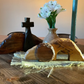 💎 60% RABATT! 💎 Osterszene „Leeres Grab“ – 4-teiliges Massivholz-Set mit Kreuz, Stein & Berg zur Auferstehungsdekoration ✝️🕊️