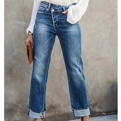 👖 LIMITED-TIME 50% RABATT! ✨ Damenjeans – Hohe Taille, Gerades Bein, Stretch ✨