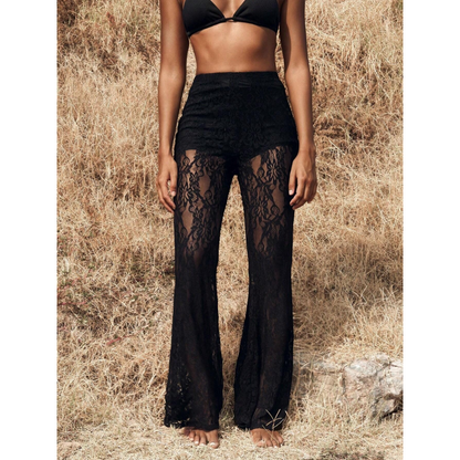💎 60% RABATT! 💎 Elegante Schlaghose aus Spitze mit hohem Bund – Integriertes Shorts-Futter & Boho-Chic für Sommer und Festival 🌸👖