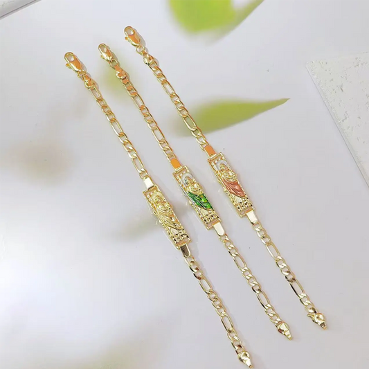 💎 60% RABATT! 💎 Armband Vintage St. Jude – Chaîne Figaro Bicolore, Symbole de Foi & Finition