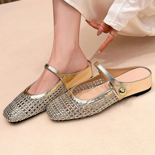 💎 60% RABATT! 💎 NEUHEIT 2026 – Damen-Mules aus atmungsaktivem Gewebe, eckige Spitze & Mary-Jane-Riemen (Gr. 35–40) 👠🌿
