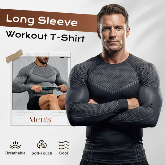 💎 57% RABATT! 💎 Herren Langarm-Trainingsshirt – Athletische Passform, Feuchtigkeitstransport & 4-Wege-Stretch für Fitness & Laufen 🏋️‍♂️🔥