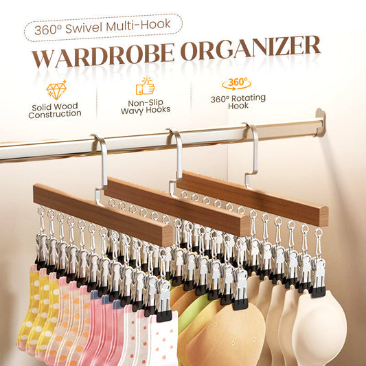 📢📢50% OFF !! ⏰🏵️360° Swivel Multi-Hook Wardrobe Organizer-10 Clips