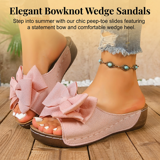 💎 -60% NUR HEUTE! 💎 Damen Keil-Sandalen mit Schleife: Stilvoll, Bequem & Rutschfest für den Sommer