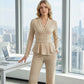 💎 60% RABATT! 💎 2-teiliges Peplum-Set für Damen – Crossover-V-Ausschnitt, Wickel-Taille & Strukturierter Stoff (Schwarz, Apricot, Braun | S–XL) 👗✨