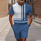 💎 -64% AUF HERREN-SET: HEMD & SHORTS! 💎 3D-Design, Air-Layer Stoff & Viertelreißverschluss für Sommer