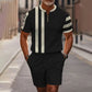 💎 -64% AUF HERREN-SET: HEMD & SHORTS! 💎 3D-Design, Air-Layer Stoff & Viertelreißverschluss für Sommer