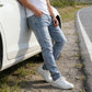 Herren Stretch-Jeans – modische figurbetonte Slim-Fit Jeans 2026 mit Vintage-Waschung