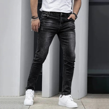 Herren Stretch-Jeans – modische figurbetonte Slim-Fit Jeans 2026 mit Vintage-Waschung