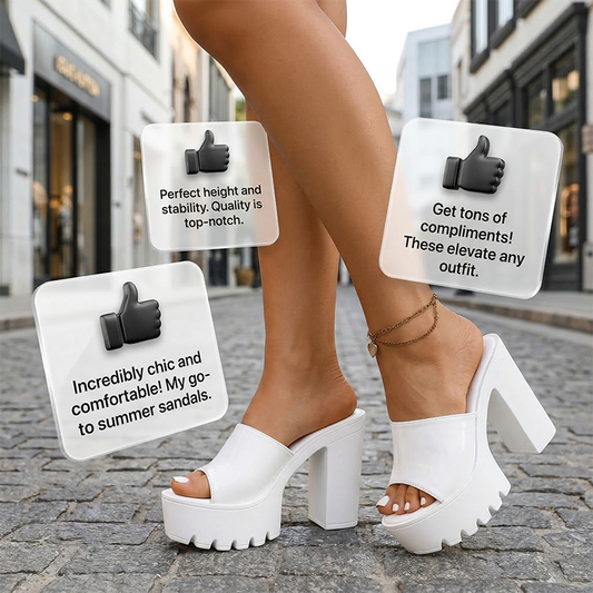 💎 50% RABATT! 💎 Slip-On Zehenfreie Sandalen – 11,5 cm Blockabsatz, Stabile Gummiprofilsohle & Pflegeleichtes PU