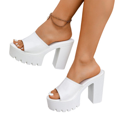 💎 50% RABATT! 💎 Slip-On Zehenfreie Sandalen – 11,5 cm Blockabsatz, Stabile Gummiprofilsohle & Pflegeleichtes PU