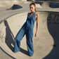 💎 -50% AUF DAS 2-TEILIGE JEANS-SET! 💎 Retro Stonewash, Neckholder-Top & Weite Hose für Damen👖✨