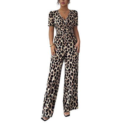 💎 -50% AUF DEN LEOPARDEN-JUMPSUIT! 💎 V-Ausschnitt, Tailliert & Weites Bein im Retro Y2K Style für Damen