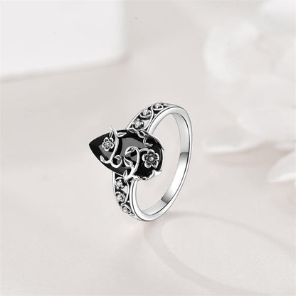 💎 -60% AUF DEN VINTAGE-RING! 💎 Böhmische Ranken, Schwarzer Edelstein & Filigranes Design für Zeitlose Eleganz✨