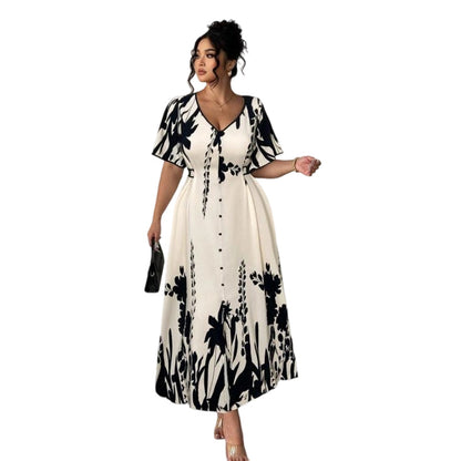 💎 -50% AUF DAS BOTANIK-KLEID! 💎 V-Ausschnitt, A-Linie & Flatterärmel für elegante Leichtigkeit ✨
