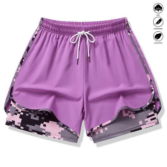 💎 -50% AUF DIE 2-IN-1 SPORTSHORTS! 💎 Atmungsaktiv, Mit Camo-Innenfutter & Taschen für Damen🏃‍♀️✨