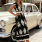 💎 -50% AUF DAS MAXIKLEID! 💎 V-Ausschnitt, Barockmuster & Fließender Stoff für Eleganz ✨