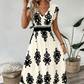 💎 -50% AUF DAS MAXIKLEID! 💎 V-Ausschnitt, Barockmuster & Fließender Stoff für Eleganz ✨
