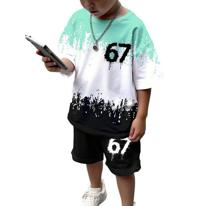 ⏳ 50% RABATT! 💥 3D-Print T-Shirt & Shorts Set für Jungen – Atmungsaktiv, Knallige Drucke & Robuster Komfort