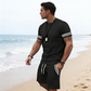👕 LIMITED-TIME 50% RABATT! 🏃‍♂️ 2-Teiliges Set für Herren – Gestreiftes T-Shirt & Shorts, Atmungsaktiv ✨