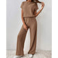 👚 LIMITED-TIME 50% RABATT! ✨ Damen Rippstrick Zweiteiler – Lockerer Schnitt, Weite Hose, Weicher Stoff ✨
