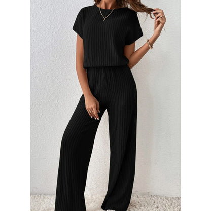 👚 LIMITED-TIME 50% RABATT! ✨ Damen Rippstrick Zweiteiler – Lockerer Schnitt, Weite Hose, Weicher Stoff ✨
