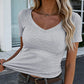 👕 LIMITED-TIME 50% RABATT! ✨ Slim-Fit T-Shirt für Damen – V-Ausschnitt, Gerippt, Basic ✨