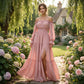🌞 50% RABATT! "Cloud-Dream" Maxikleid – Romantisch, Schulterfrei, mit Puffärmeln & Seitenschlitz ✨🌼