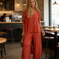 🧥👚 Zeitlich begrenzt: 50% RABATT! 3-teiliges, lockeres Damen-Loungewear-Set – V-Ausschnitt Top, Fließhose & Strickjacke für perfekten Komfort 🍂