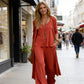 🧥👚 Zeitlich begrenzt: 50% RABATT! 3-teiliges, lockeres Damen-Loungewear-Set – V-Ausschnitt Top, Fließhose & Strickjacke für perfekten Komfort 🍂