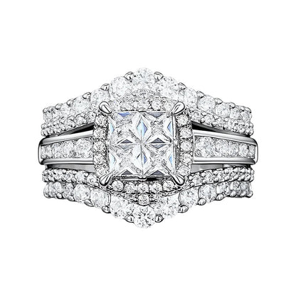💍 LIMITED-TIME 50% OFF! 💥 Women's Princess Cut Cubic Zirconia Filled Ring – Pave Setting, Multi-Layer Band, Sparkle ✨