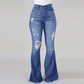 👖 50% RABATT JETZT! Damen-Jeans Hohe Taille mit Löchern & Flare – Stretch-Denim, Schmeichelhafte Sanduhr-Silhouette ✨