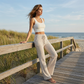 👖 LIMITED-TIME 50% RABATT! ✨ Gestreifte Damenhose – Weites Bein, Hohe Taille, Kordelzug, Relaxed Fit ✨