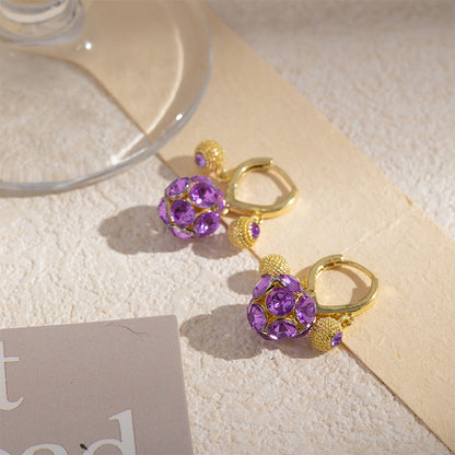 💍 AKTION: 50% RABATT! ✨ Vergoldete Vintage-Creolen mit Lila Kristallkugel – Elegant, Leicht & Zeitloses Geschenk 🎁