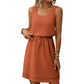 👗 50% RABATT ! ✨ Ärmelloses Damen-Kleid in Waffelpiqué – Mit Taillen-Kordelzug & Innenfutter ✨