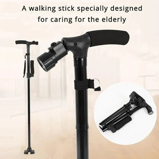 📢📢40% OFF !! ⏰Aluminum Alloy LED Light Anti-Skid Folding Walking Stick
