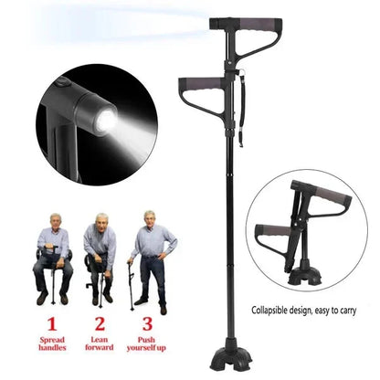 📢📢40% OFF !! ⏰Aluminum Alloy LED Light Anti-Skid Folding Walking Stick