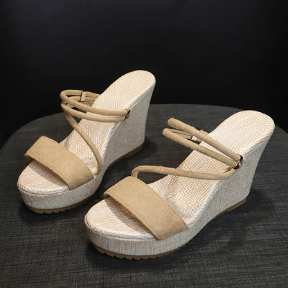 👡 LIMITIERT: 50% RABATT! 🔥 Damen Keil-Sandalen mit 10 cm Absatz & Wechselbaren Riemen – Peep-Toe, Stabile Plattform für Komfort ☀️