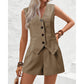 👗 LIMITIERTES ANGEBOT: 50% RABATT! ✨ Damen-Zweiteiler (Weste & Shorts) – Figurbetont, V-Ausschnitt, Atmungsaktives Material & Vielseitig 🩳