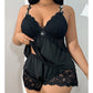 🥳HEISSER VERKAUF 2026🥳💞ÜBER 50.000 VERKAUFT!👗🌸 50 % RABATT! Pyjama-Set aus Top und Shorts mit Spitzenbesatz – Weicher, satinartiger Stoff, verstellbare Träger und V-Ausschnitt.