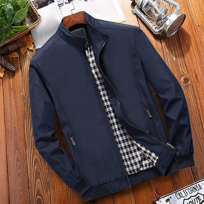👖 LIMITED-TIME 50% RABATT! ✨ Herren Stehkragen-Jacke – Mit Karomuster-Futter, Reißverschlusstaschen 🧥