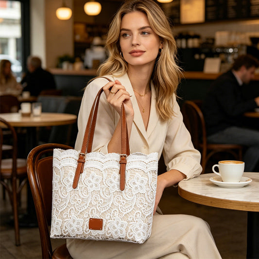 👜 LIMITED-TIME 50% RABATT! 🌸 Elegante Spitzen-Tote-Bag – Großes Fassungsvermögen, Verstellbare Henkel ✨